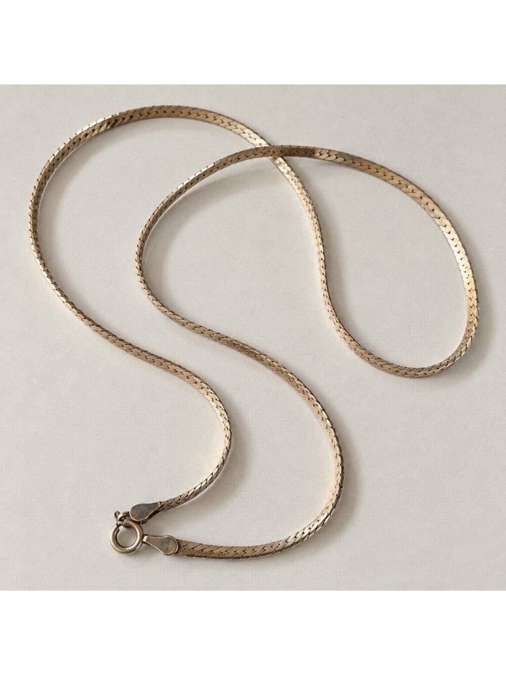 925 Italy Sterling Silver Vtg Shiny Serpentine Chain Link Necklace 18"